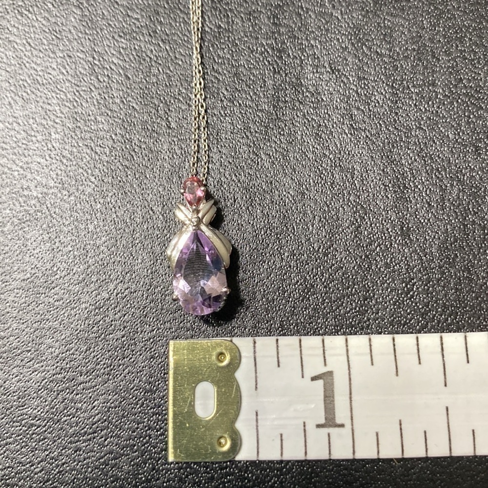 JTV S/S 2.2 8 CTW pink amethyst with pink trim pendant with 18 inch chain - Picture 7 of 7